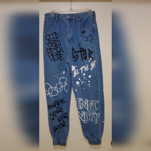 Graphic Blue Relaxed Jeans